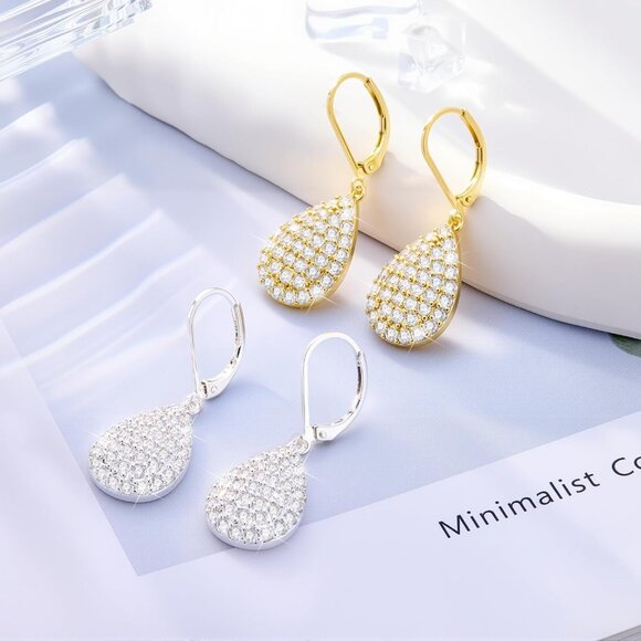 14K Gold Plated Heart Waterdrop Trendy Hypoallergenic Earring for Women - Picture 8 of 8